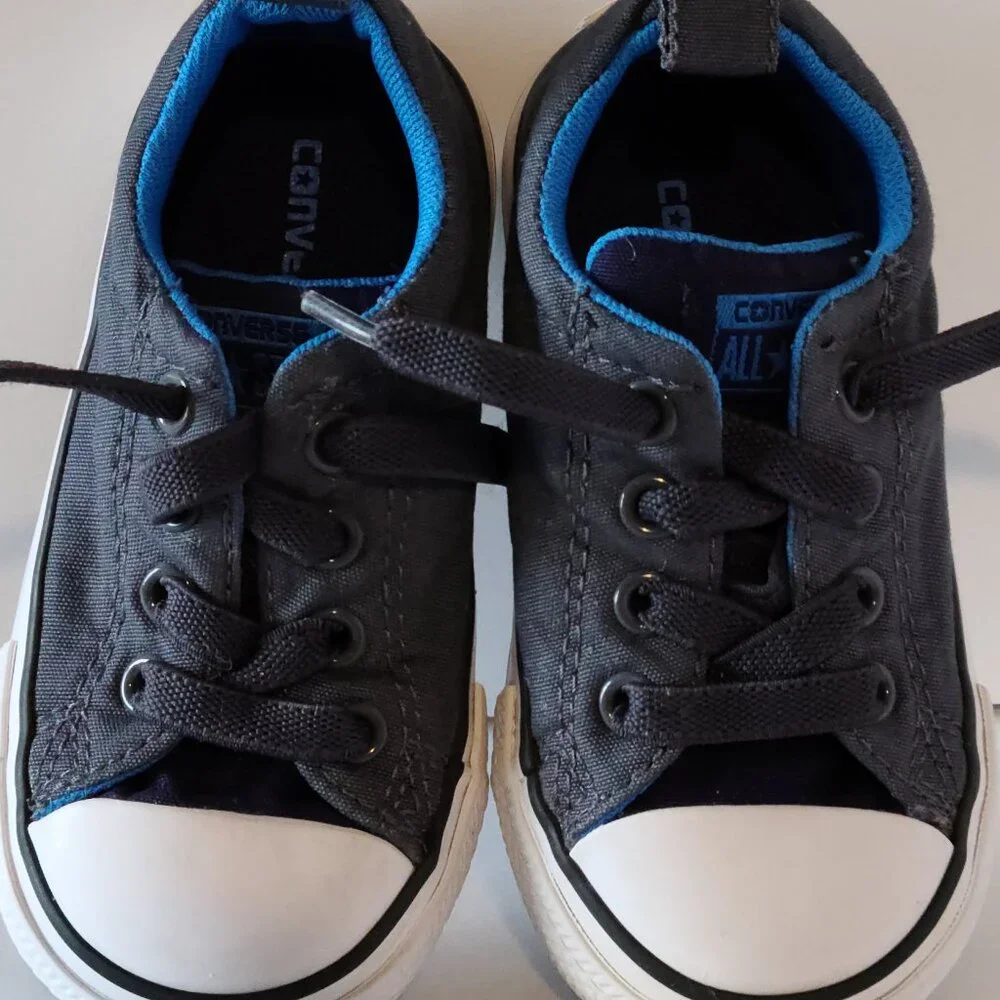 CONVERSE ALL STAR DARK BLUE CASUAL LACE UP SNEAKERS/ ELASTIC SHOELACES SZ 6